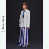 青のグラデと格子が泳ぐフィッシュネクタイ 《C0241》