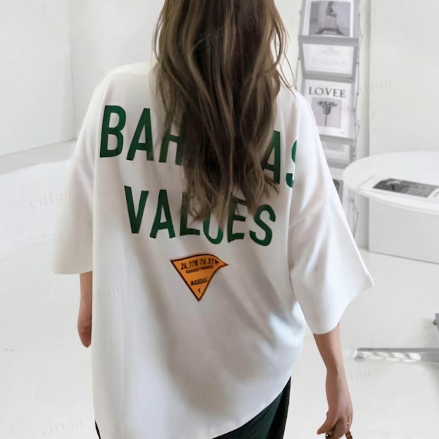 Y-3895　2024春夏新作♡BAHAMASバックロゴ半袖Tシャツ　アイボリー　0426