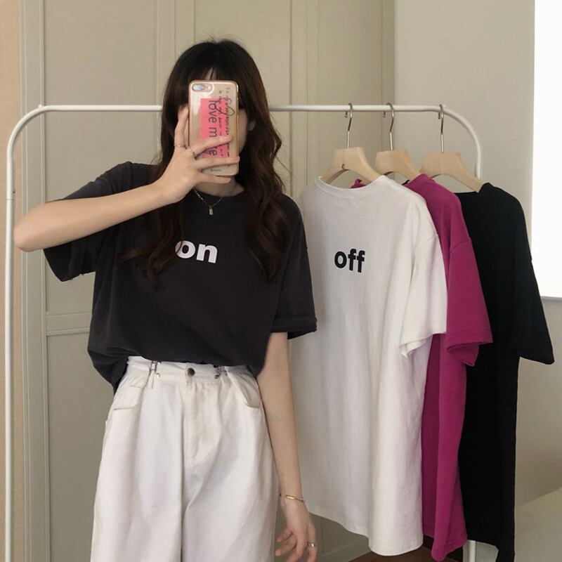 スプリングスタイルルーズラウンドネックシャツ トップス ロングブラックTシャツ レディース 春物 Oネック 試着室48901475496
