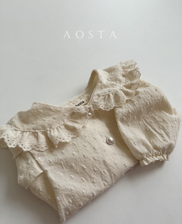 【即納】AOSTA(アオスタ)　丸襟ブラウス オフホワイトのみ