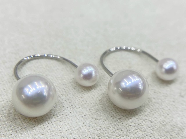 K18WG/K18YG 4.5/7.5ミリアコヤパールピアス