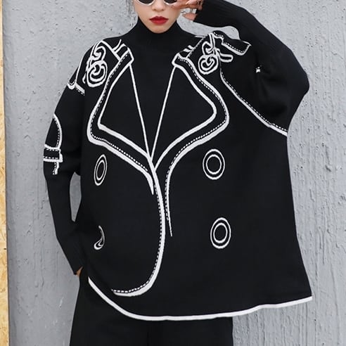 Printed Wide Sweater 1Colors M-297