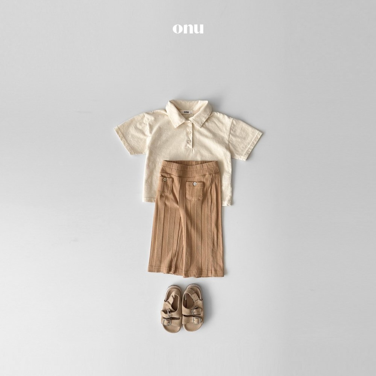 【ONU】 チーズリブパンツ／ベージュ（80~120cm） - 7
