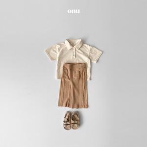 【ONU】 チーズリブパンツ／ベージュ（80~120cm）