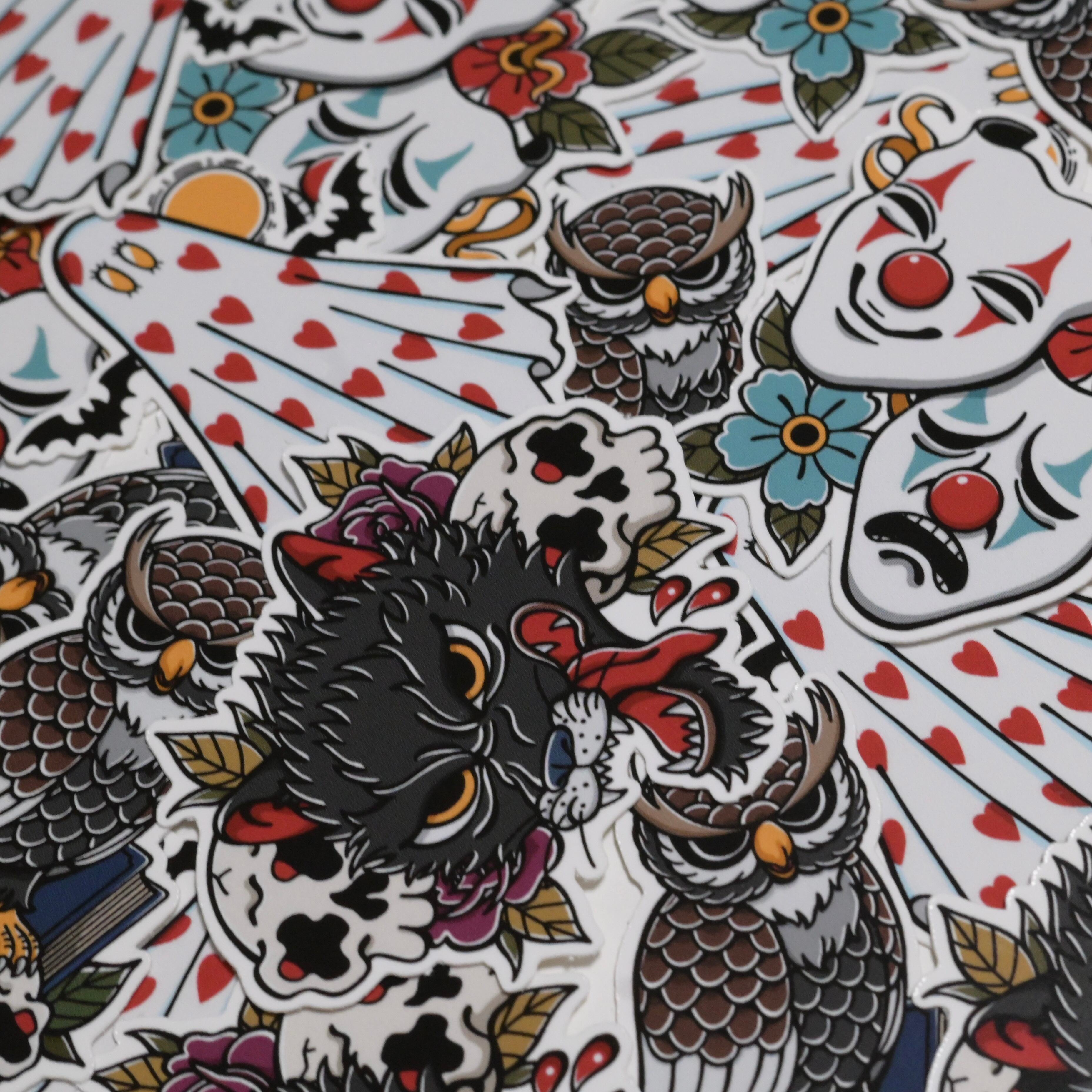 フクロウ」 ステッカー タトゥー / Owl Tattoo Sticker | タトゥー