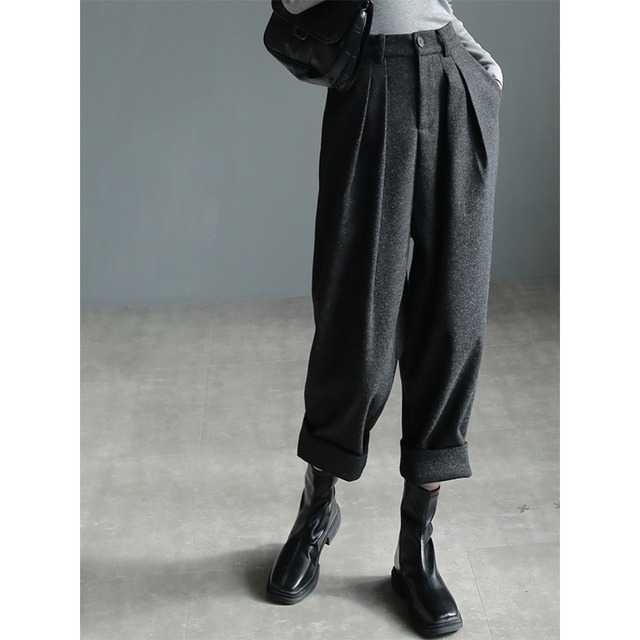 wool blend pleated pants　10163