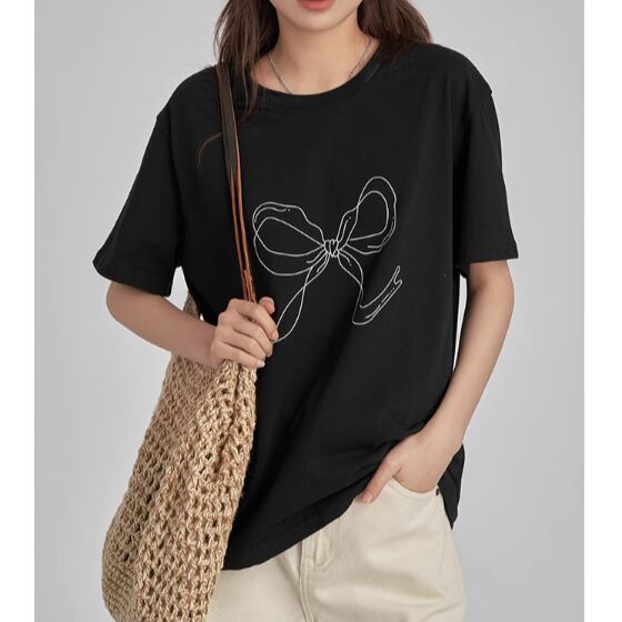 ビッグリボンプリントTシャツ 00665