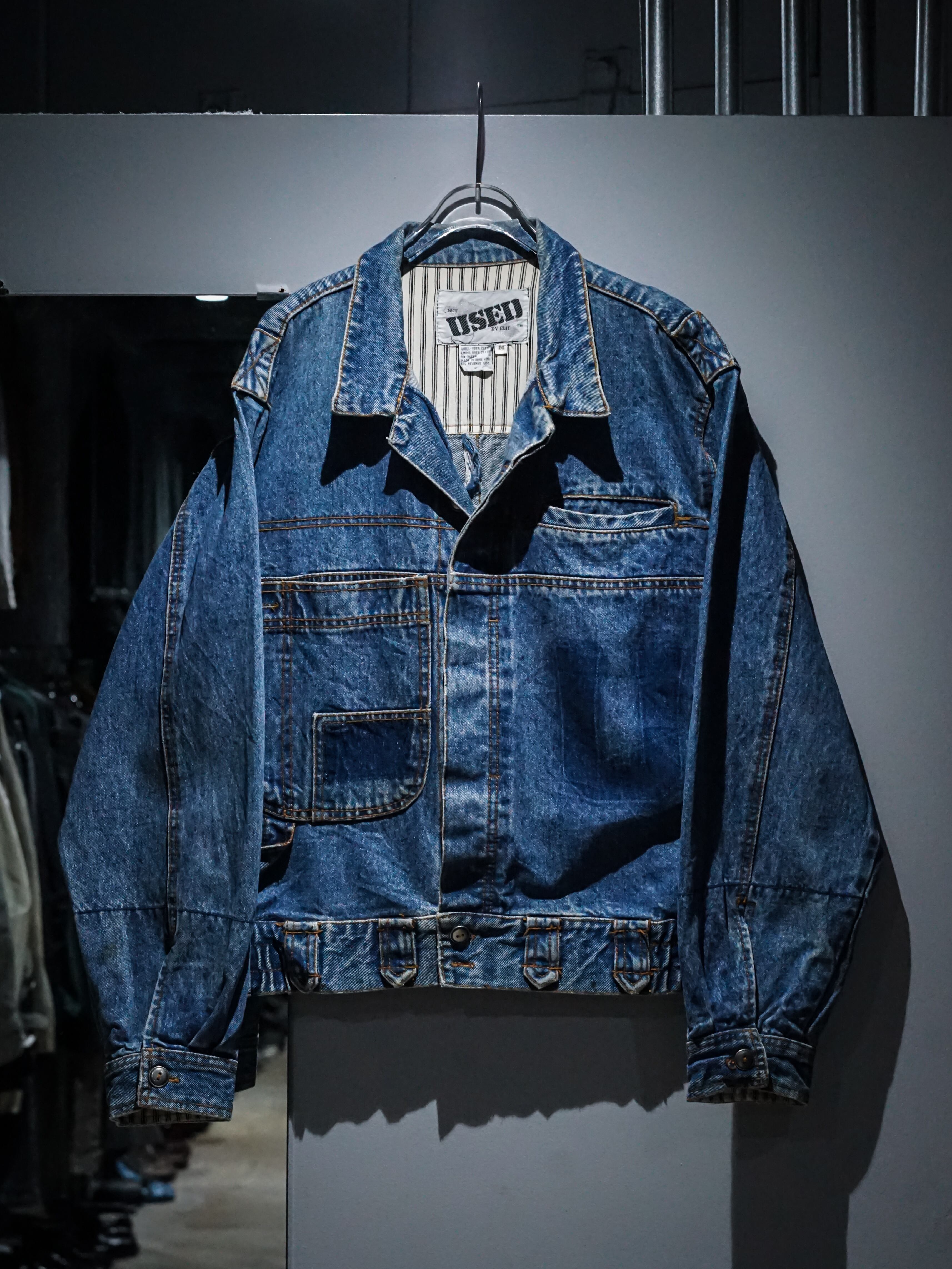 add (C) vintage】Pocket Gimmick Vintage Loose Denim Jacket | Caka 