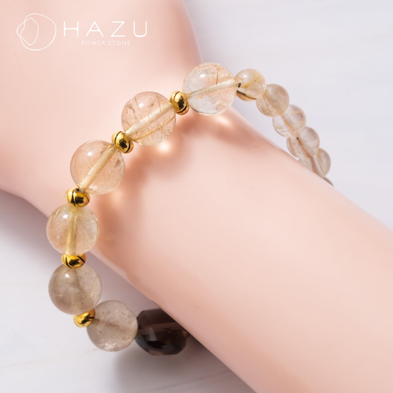 金運＆貯蓄UPのルチルブレス［ルチルクォーツ／スモーキークォーツ  