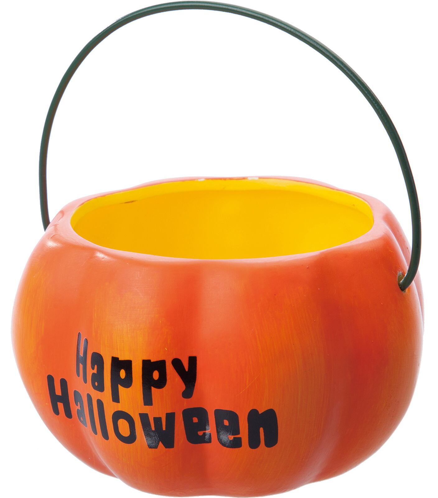 パンプキンハンドルポットＬ　イエロー系　HW-1539　4961823782107　ハロウィン雑貨 > ポピーオリジナル
