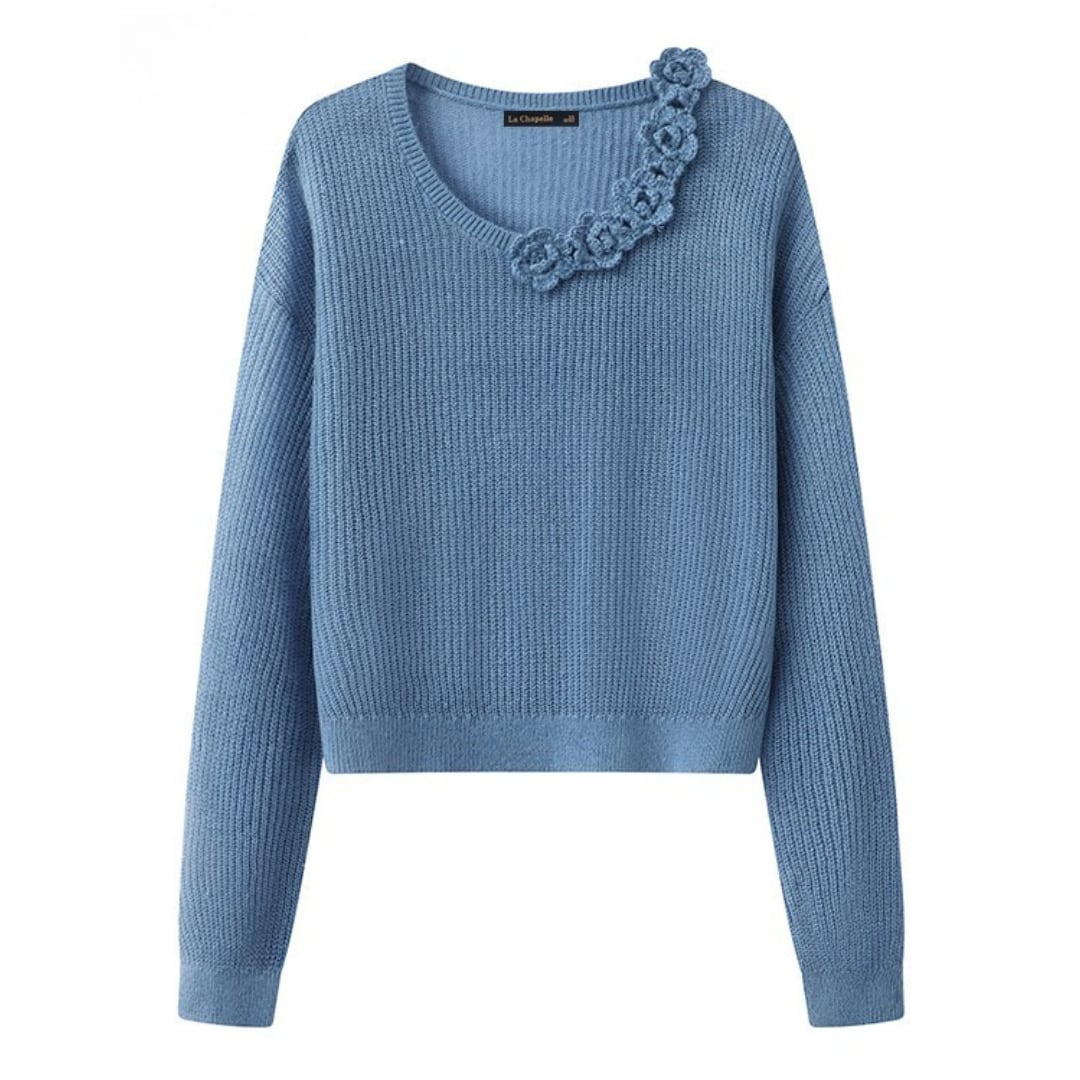 Flower motif collar sweater 00186