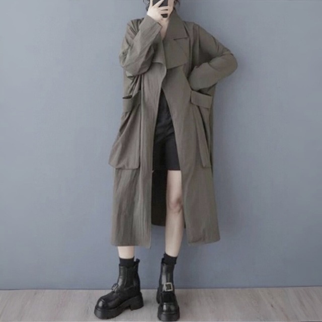 Long silhouette trench coat【2color】 C1240