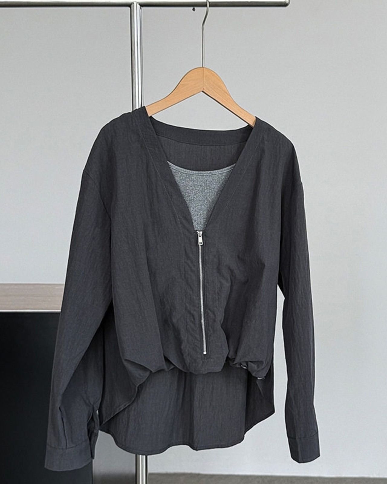 ジップフロントVネックシャツジャケット 3color A1003 - 15