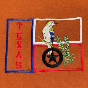 【AAA】メキシコ製 Tシャツ TEXAS 刺繍ロゴ 鳥 キャメル ライトブラウン LARGE アルスタイル US古着