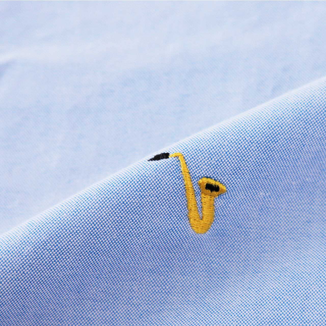 サックス柄オックスフォードシャツ【長袖】ブルー〈刺繍シンプルver