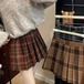 3色／チェック柄ウールライクプリーツスカート ・72875