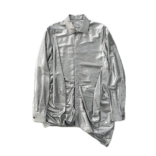 "Rick Owens" drape design silver shirt