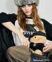 COOLAベアープリントラグランスリーブＴシャツ (BLACK×WHITE)　CQ-47007