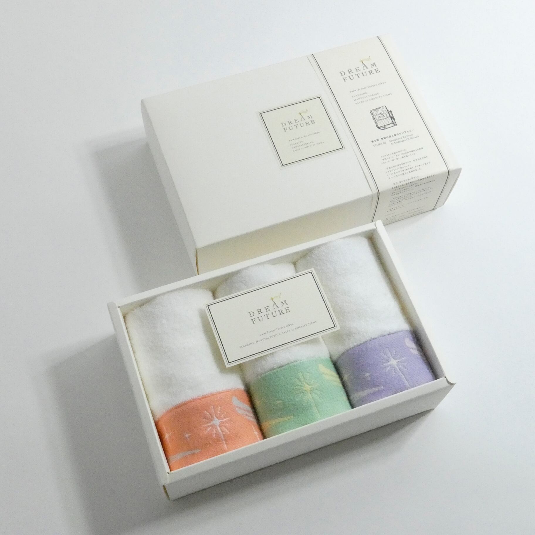 無撚糸(むねんし)高級Wash Towel 3枚SET ORANGE / GREEN / PURPLE