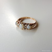 英国アンティークジュエリー 15ctゴールド 天然オパール 天然ダイヤモンド リング【約13号】 (ソーティングメモ付)