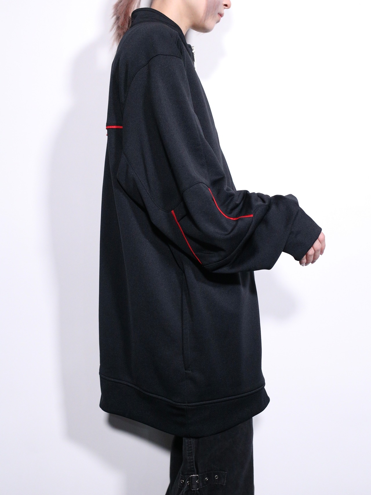 ”NIKE” black × red piping design track jacket - 4