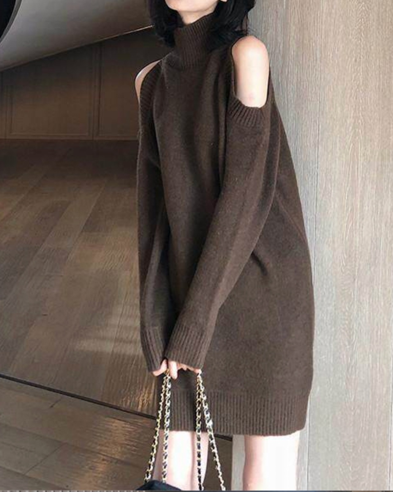 オープンショルダー ニットワンピース A0865 - 11