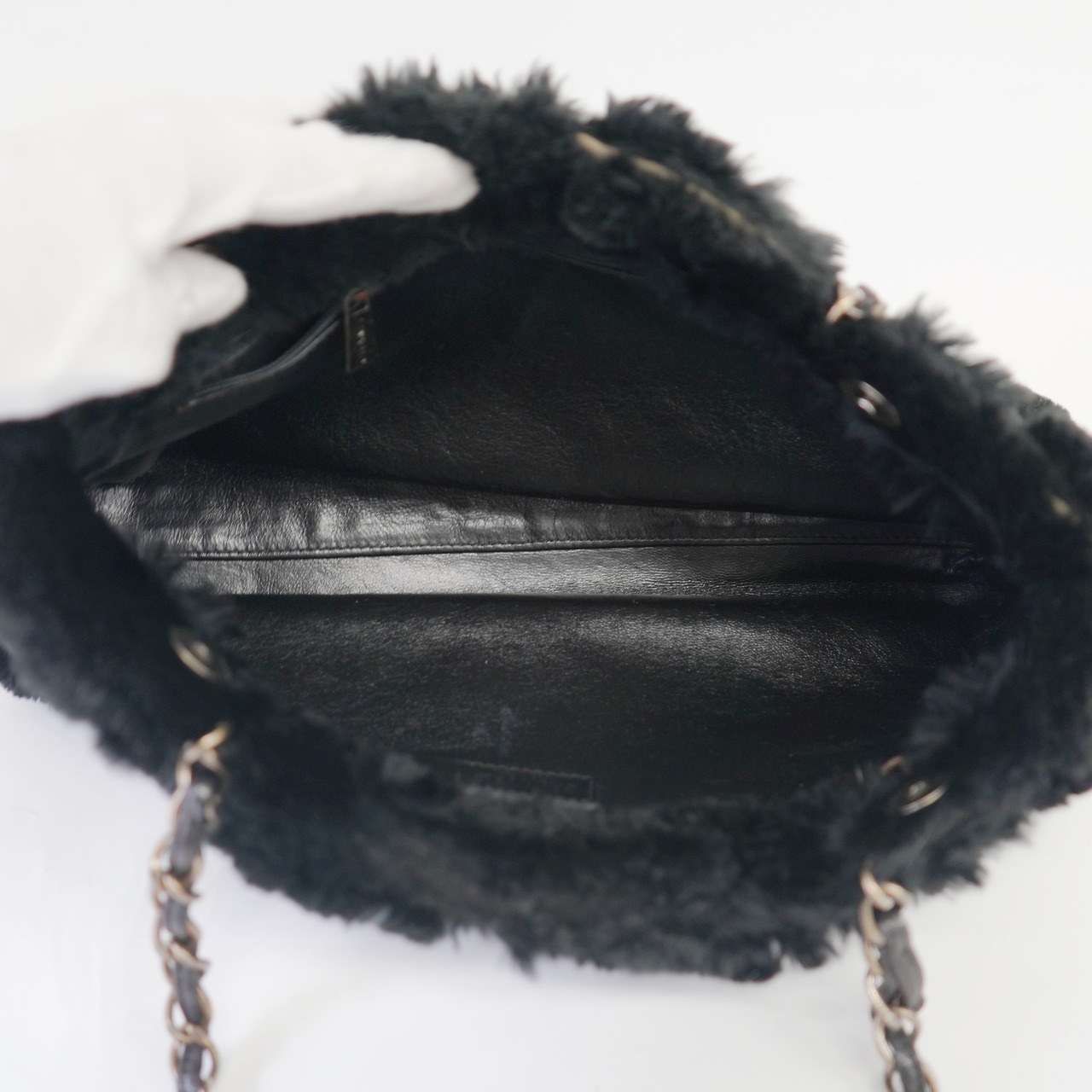 CHANEL シャネル ココマーク ラパン チェーンショルダーバッグ ブラック ゴールド金具 6番台
