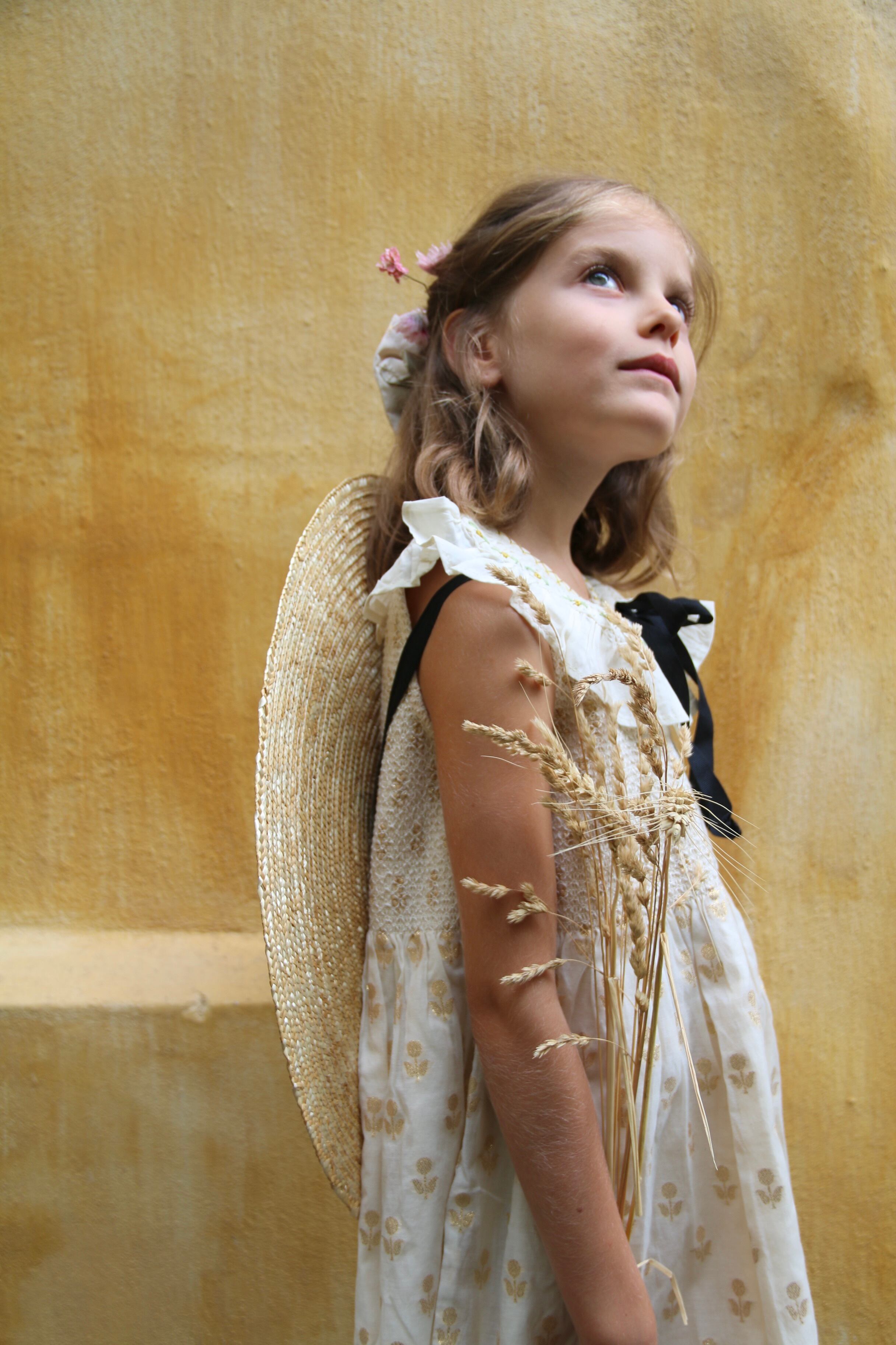 Bonjour Diary / Ibiza top + Hairclip - Flowers lurex ecru Chanderi