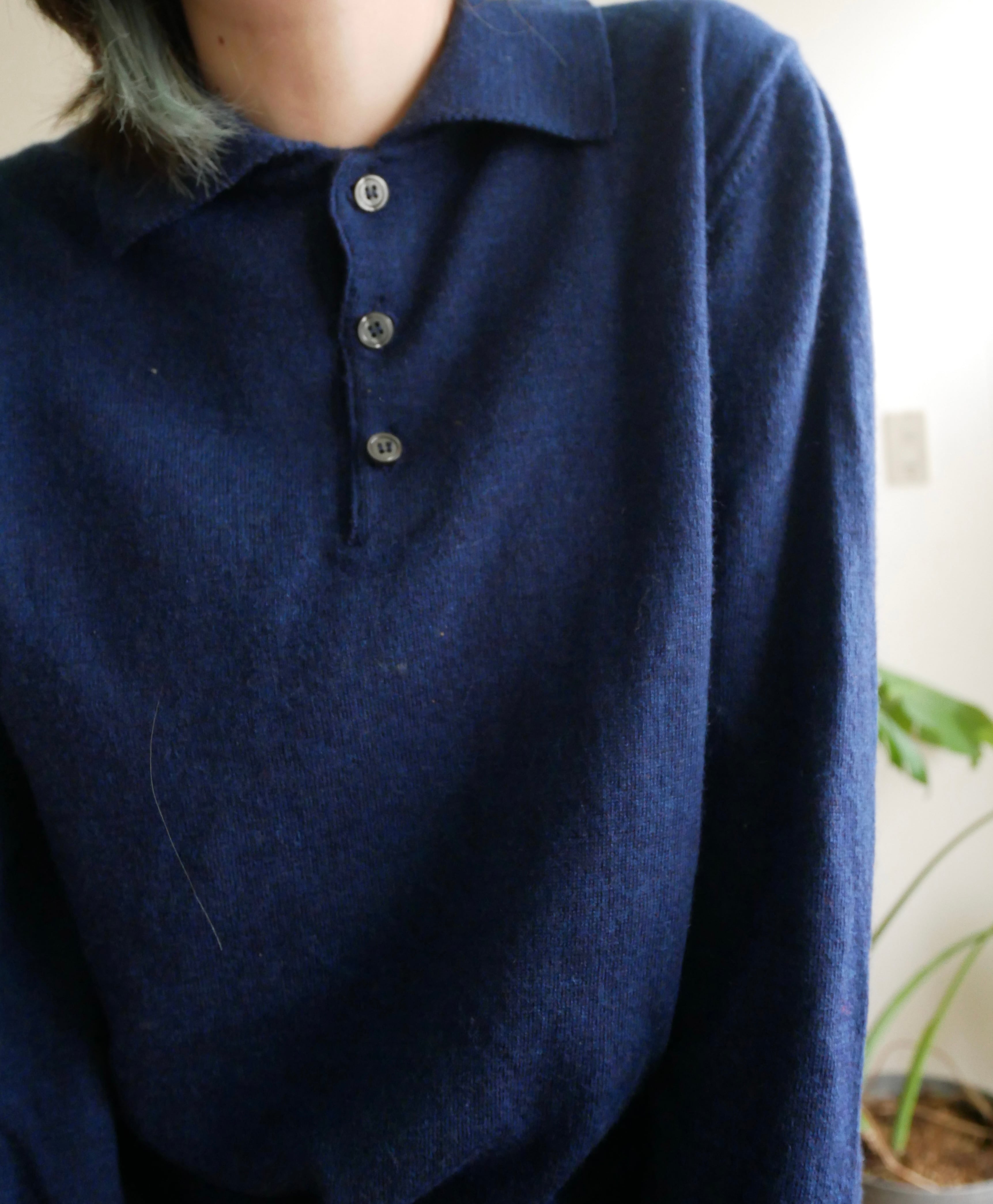 80s-90s High-Gauge Knit Polo Sweater
