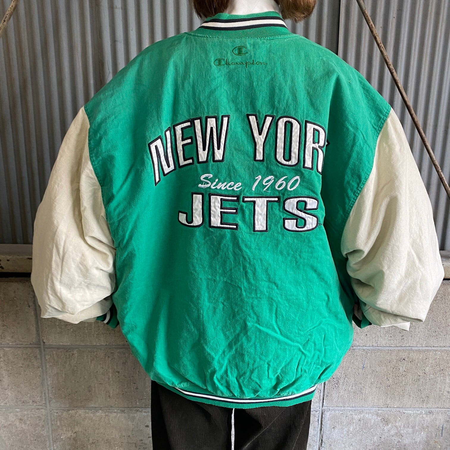 NFL JETS ジェッツ　ニューヨーク　ナイロンジャケット　刺繍　ロゴ　90s