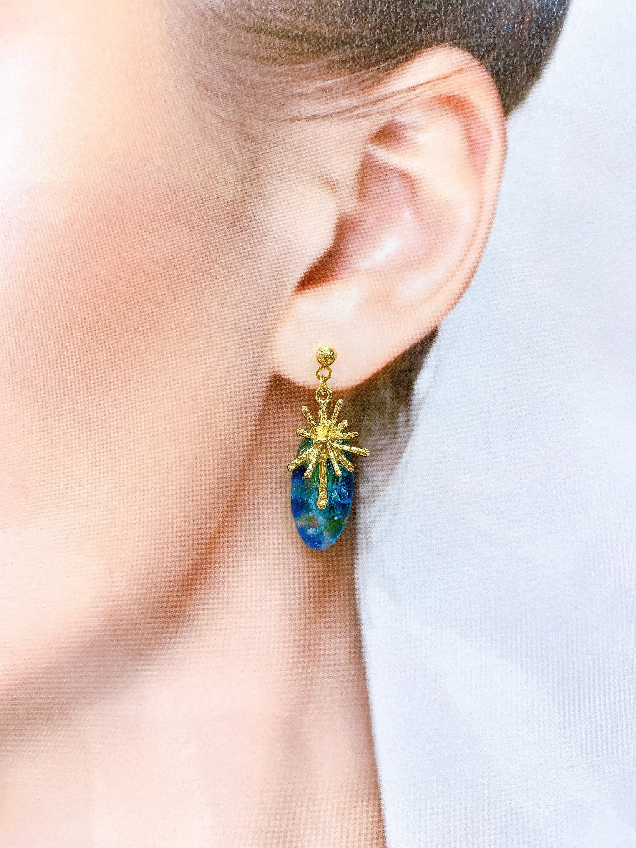 琉球ガラスまーす入りピアス（T-A17-51）①.② | tete by okinawa
