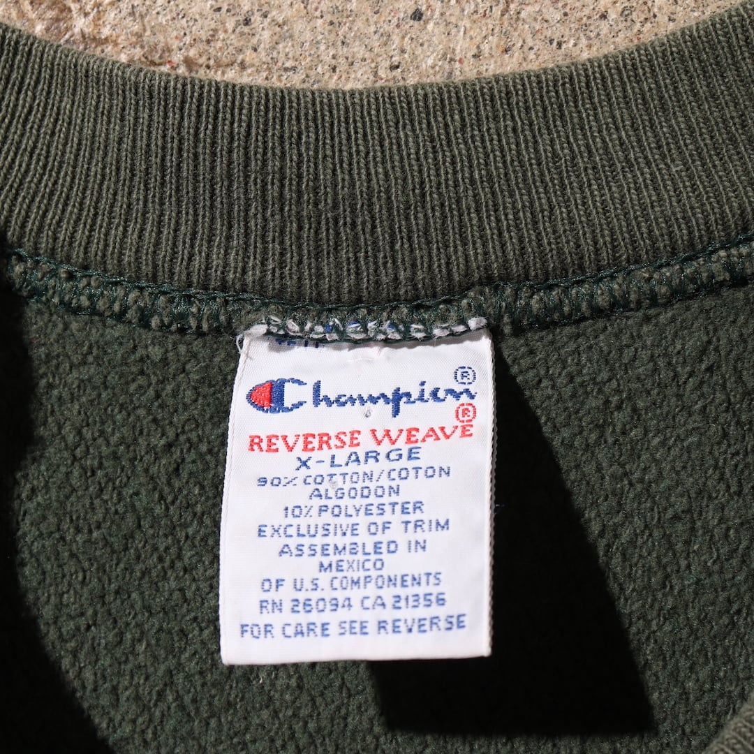 90s XL リバースウィーブ 両面 ビッグロゴ スウェット 緑 チャンピオン 