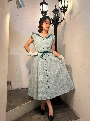 40's50's green flower dress