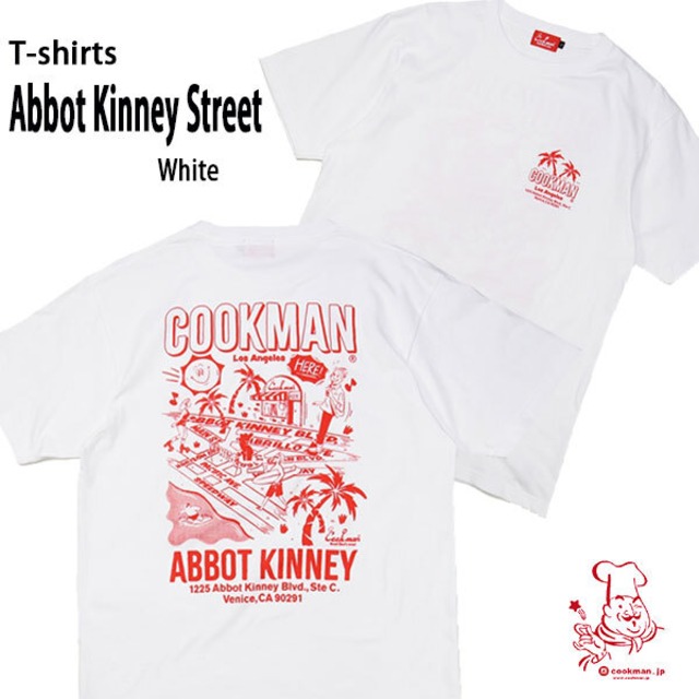 Cookman T-shirts Abbot Kinney Street WHITE クックマン Tシャツ アボット キニー ストリート ホワイト UNISEX 男女兼用 アメリカ