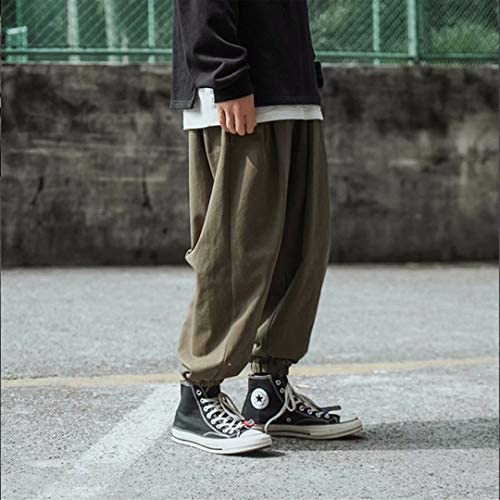 22公式店舗 新作メンズ ストリート ワイドジョガーパンツ ブラック袴パンツ サルエルパンツ サルエルパンツ Kipspub Com