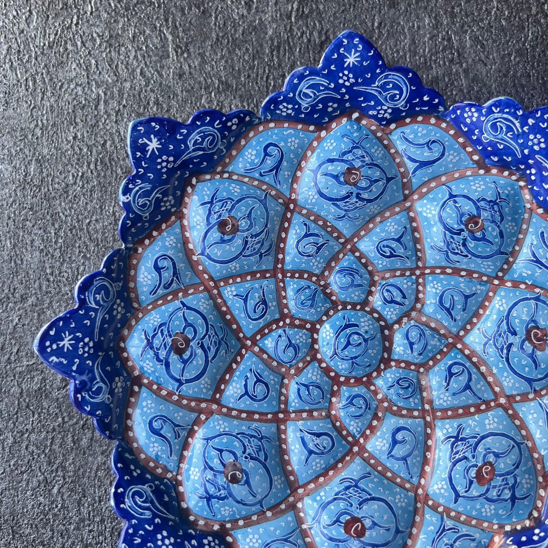ペルシャの飾り皿（ミーナーカーリー）16cm 壁飾り【MINA KARI 017