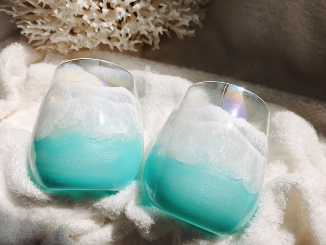 389.オーシャンレジンアート ペアグラス