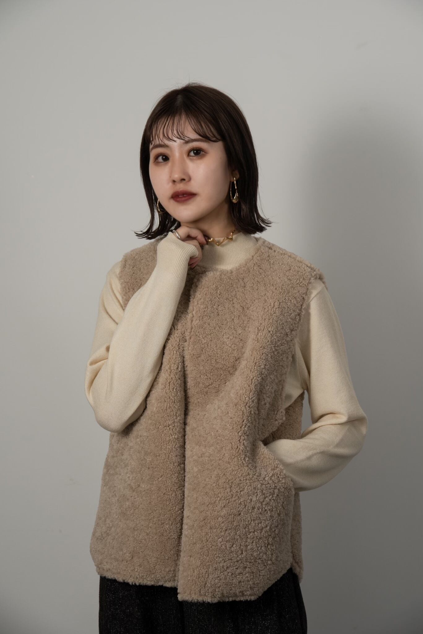 新品好評 amiur boa switching vest エミレ ボアベスト rQhGv