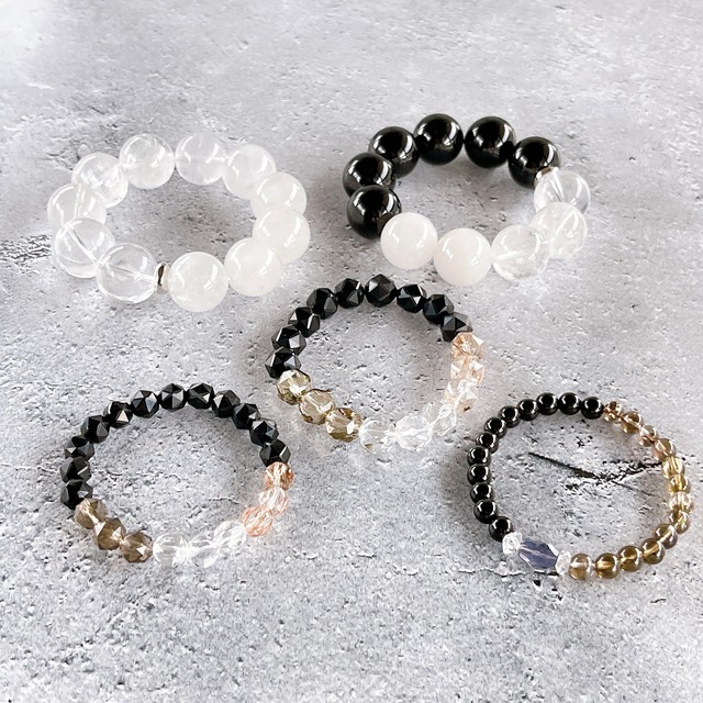 【受注製作】アイスクリスタル&モリオン18mm✧陰陽ブレスレット✧大玉ブレスレット✧グラデーションブレスレット✧天然石・パワーストーン・ジュエリー・邪気除け