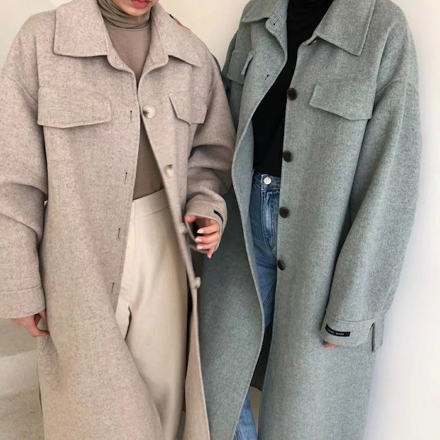 Handmade wool long coat