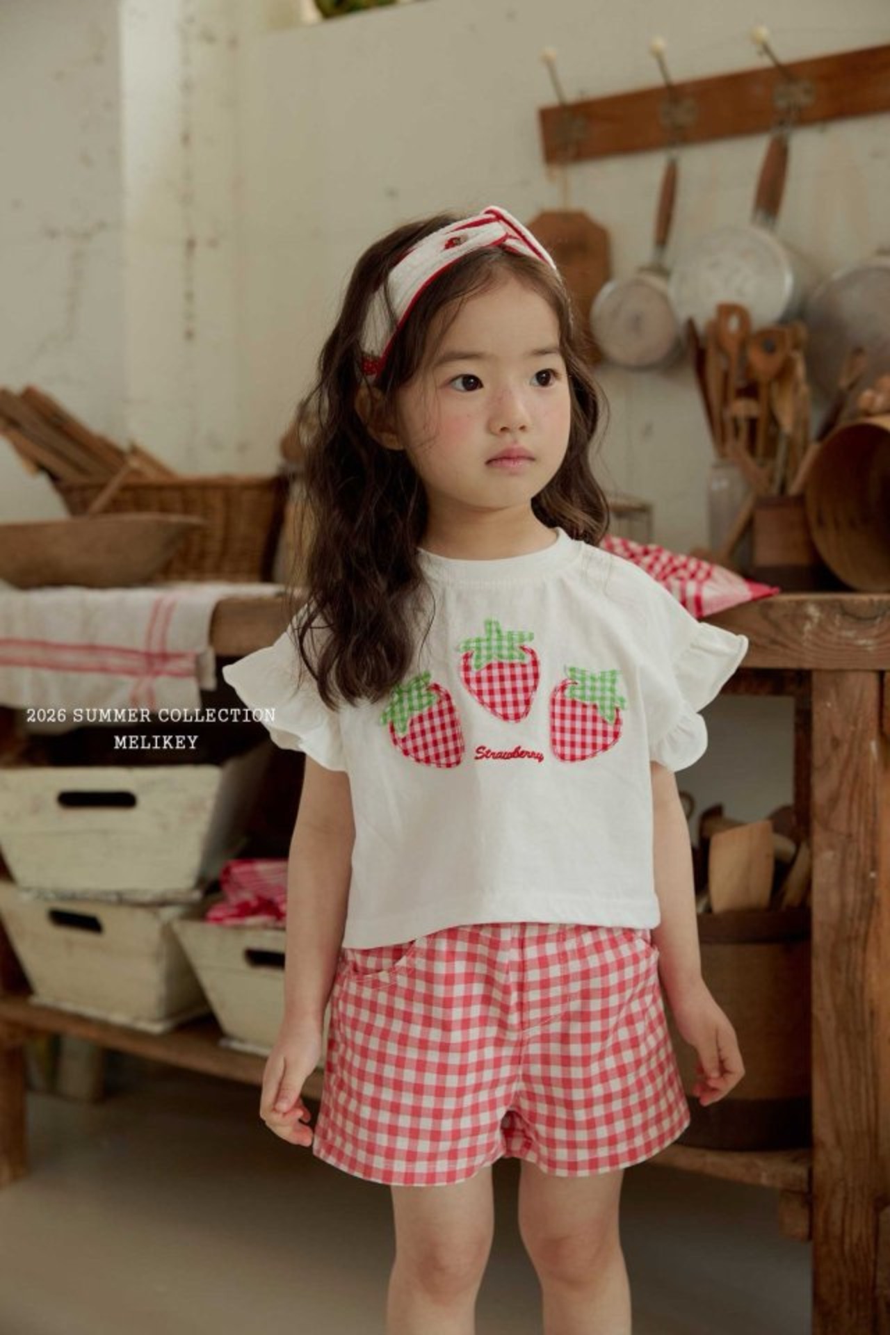 [MELIKEY] Check Heart Pants (JS/JM) / [미라이키] 체크하트팬츠 (JS/JM)