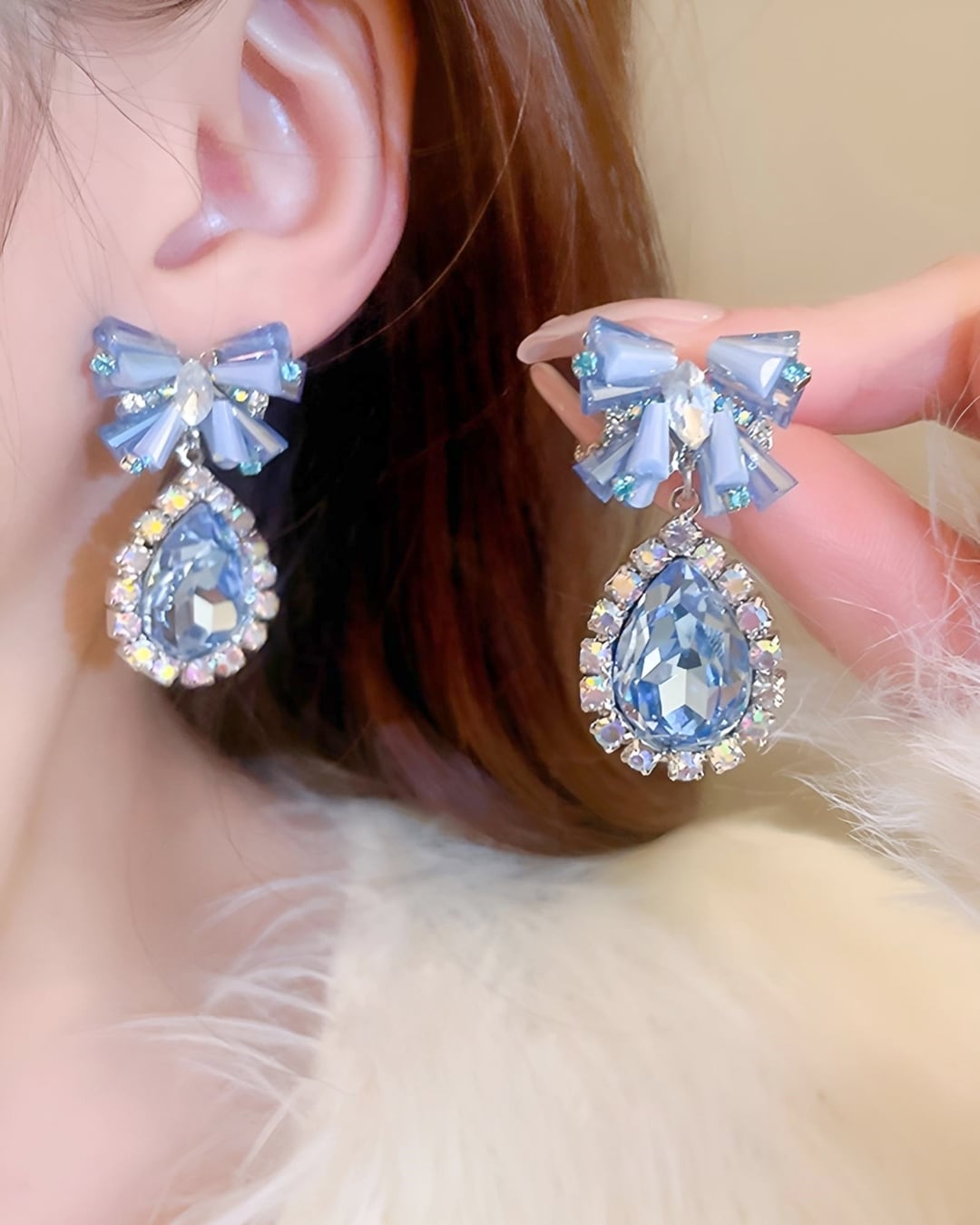ブルードロップリボンピアス 25A01015 | Deelia