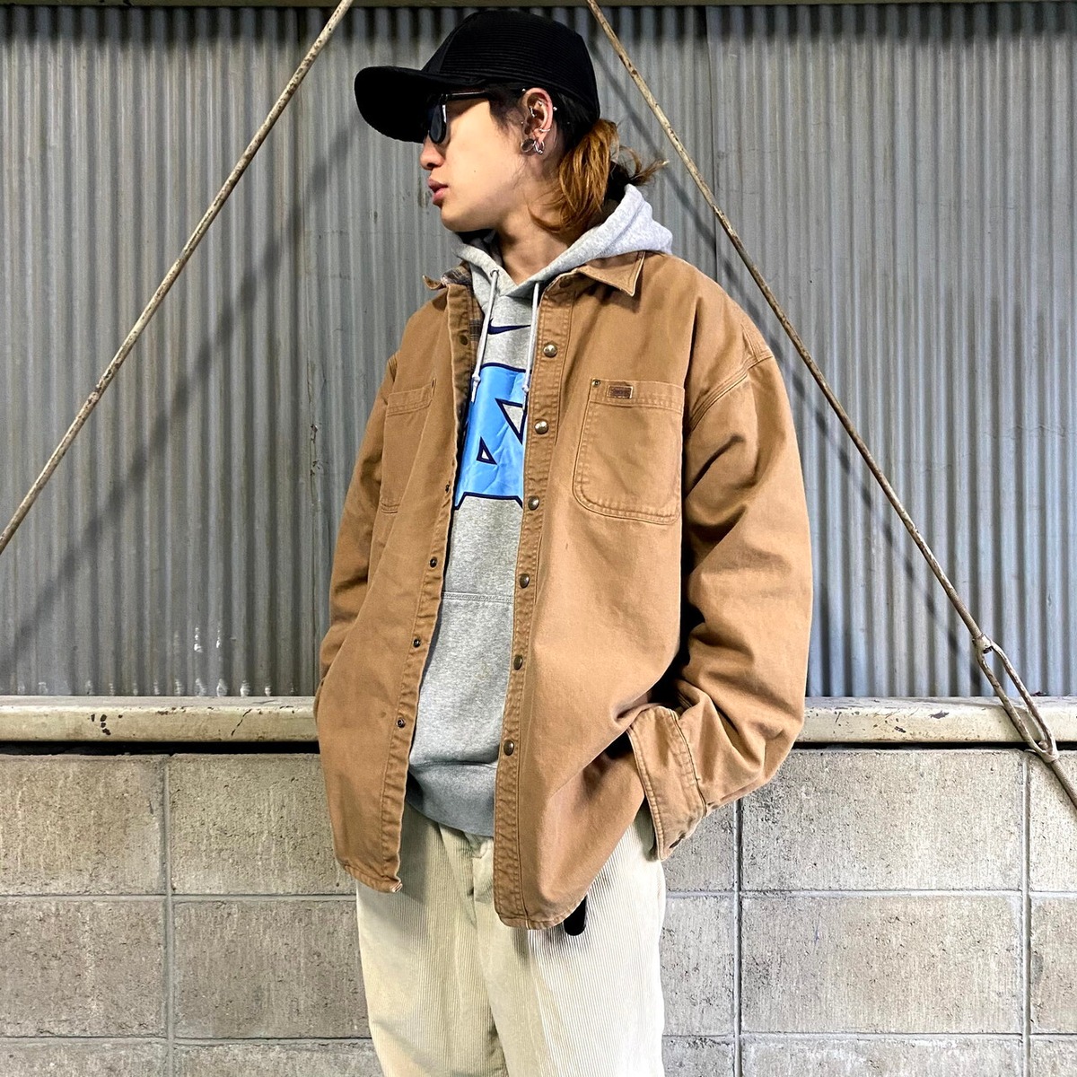 Carhartt カーハート ダック地 チェックライナー ワークシャツ メンズL 