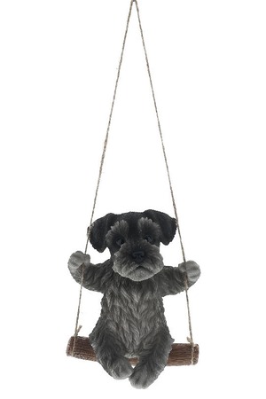 リアルすぎてドキッとするほど本物そっくりな犬の ガーデンオーナメント スウィング 子犬 シュナウザー ワンちゃん好きな人へのプレゼント オブジェ 置物 エンプレットベール