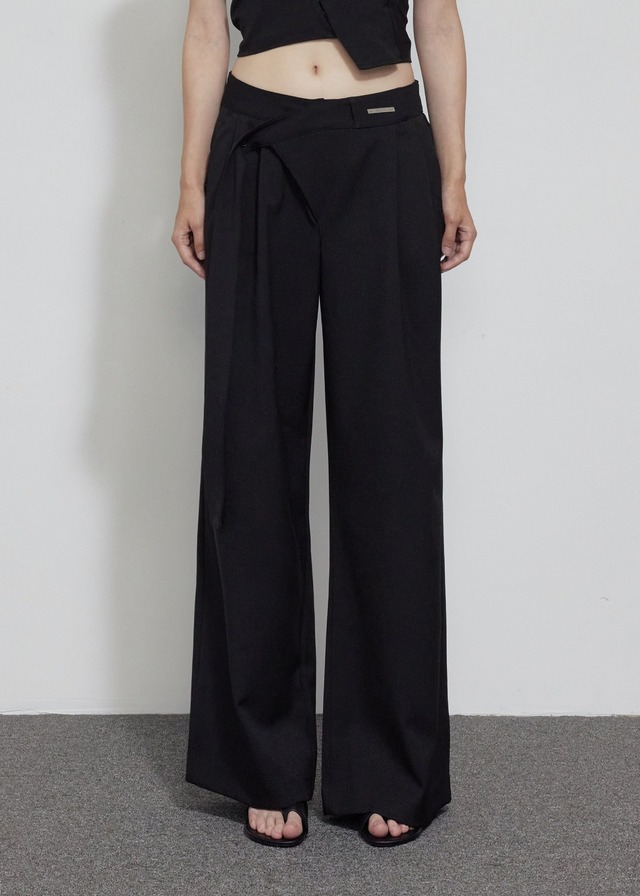 [BOHEMIAN SEOUL] OVER TIE WIDE PANTS, BLACK 正規品 韓国ブランド 韓国通販 韓国代行 韓国ファッション bohemseo ボヘミアンソウル ボヘムソ 日本 店舗