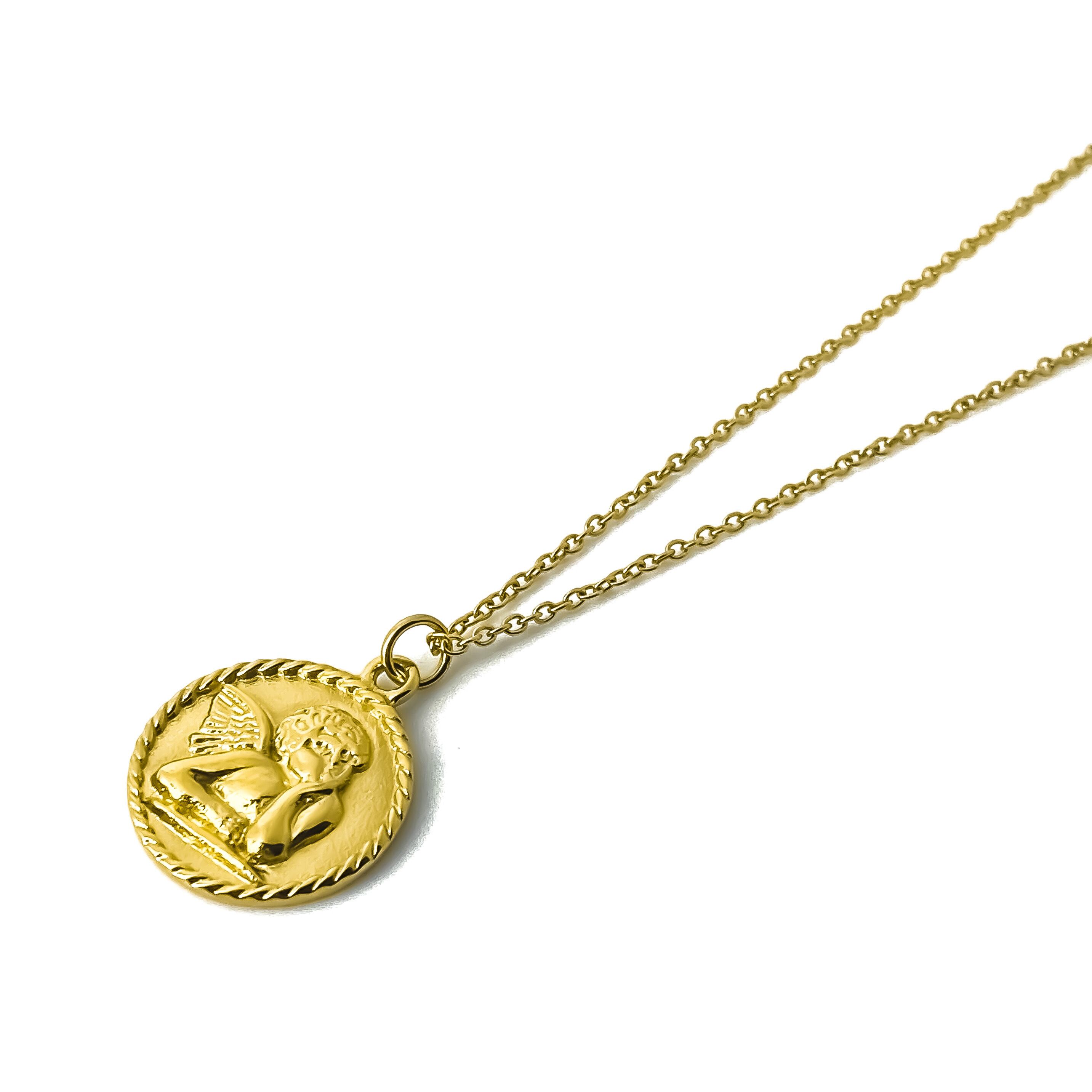 316L angel coin necklace【GOLD】n56 namuel