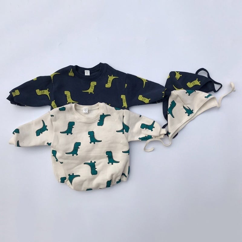 【BABY】秋新作 恐竜柄ロンパース