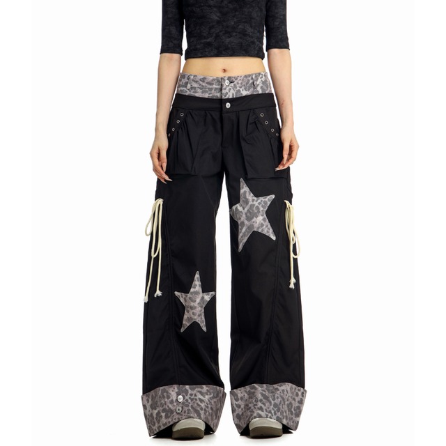 leopard star double waist cargo pants　レオパードスターダブルウエストカーゴパンツ　J1883