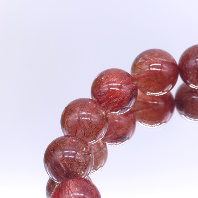 [大粒][3A++]レッドルチルブレスレット 15mm 手首18cm