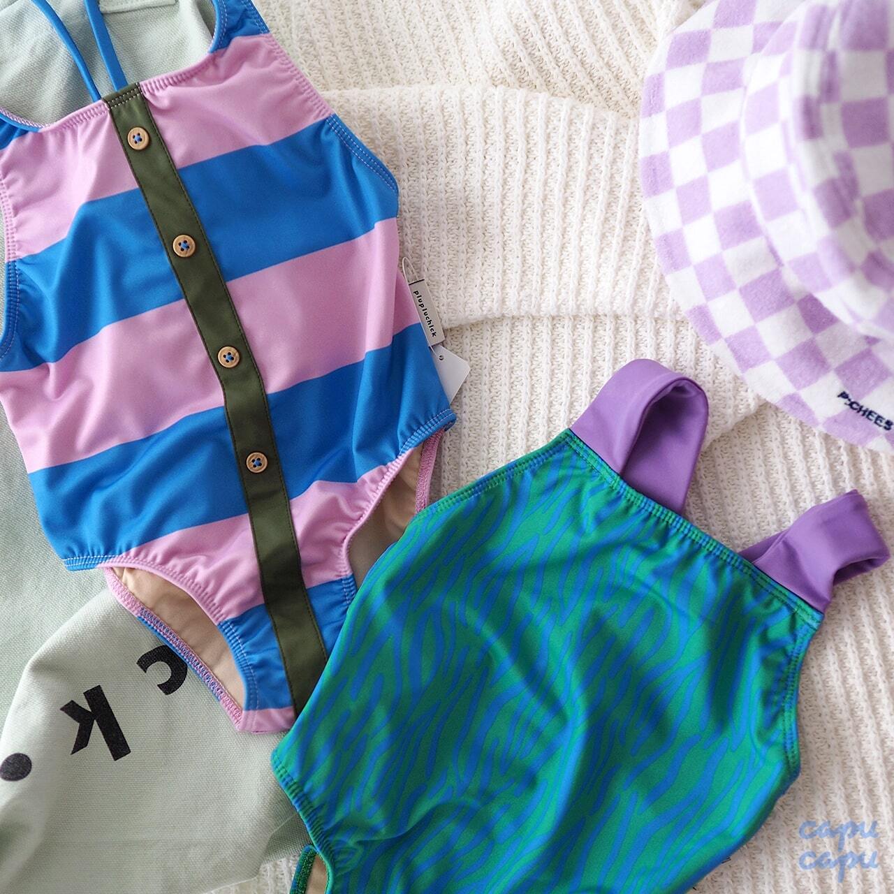 ピウピウチック 2点セット 即納» Piupiuchick swimsuit Lavender & Blue Stripe | 子供服